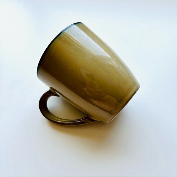3 VINTAGE Neutral Tan Beige Black Inner Rim Classic Glaze Ceramic Coffee Mug Set - Picture 12 of 16